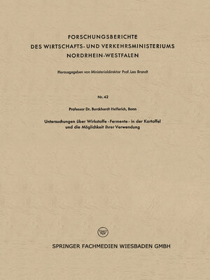 cover image of Untersuchungen über Wirkstoffe-Fermente-in der Kartoffel und die Möglichkeit ihrer Verwendung